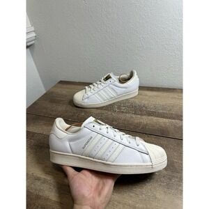 SAMPLE Mens 11 M adidas originals Superstar ADV White Cracked Leather Shell Toe
